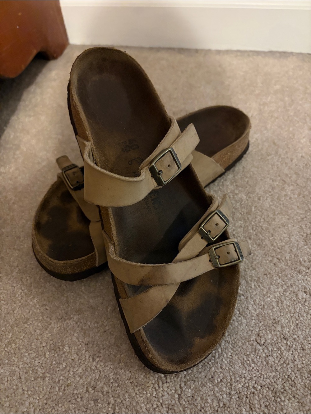 Birkenstock Beige Double-Strap Sandals with Buckles